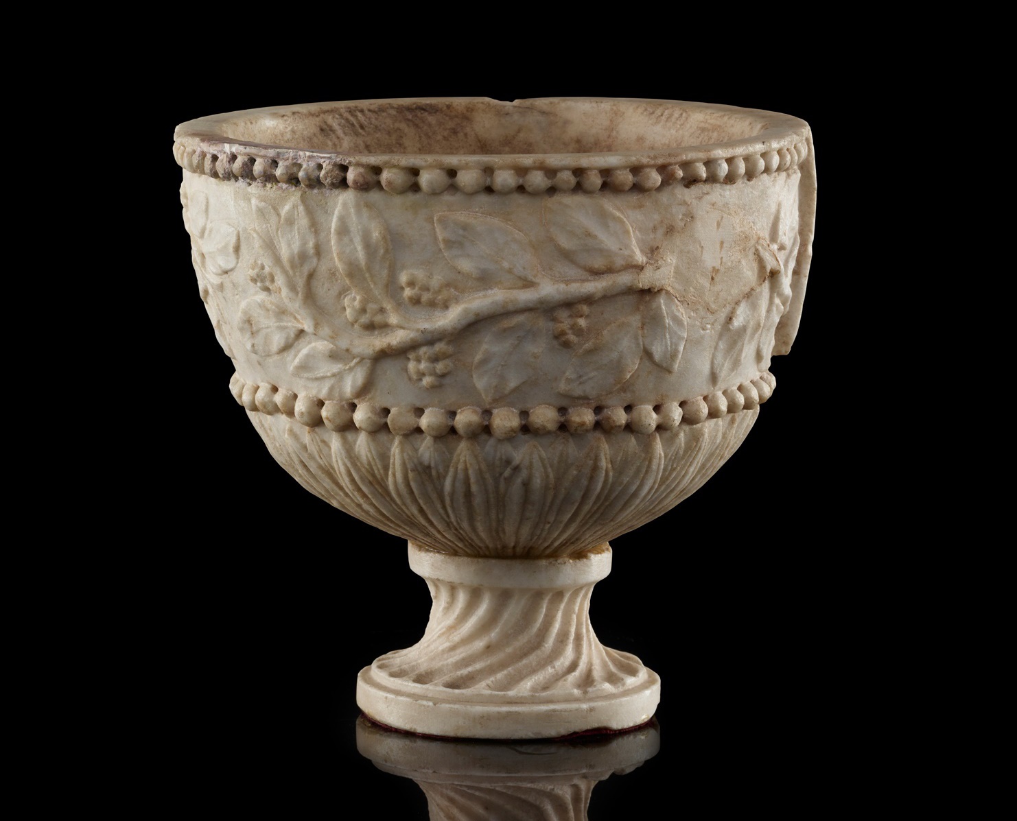 LOT 551 | ROMAN CARVED MARBLE CINERARY URN 1ST CENTURY A. D., WITH LATER ADDITIONS | £8,000 - £12,000 + fees